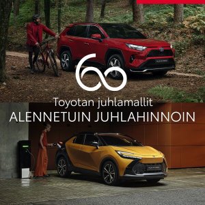 Toyota on ollut 60 vuotta Suomessa ja Toyota Kaivoksela reilun 30 vuotta, sen kunniaksi tarjoamme useita houkuttelevasti...